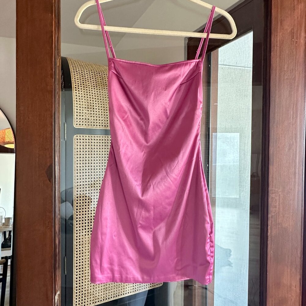Oh Polly Pink Satin Mini Dress